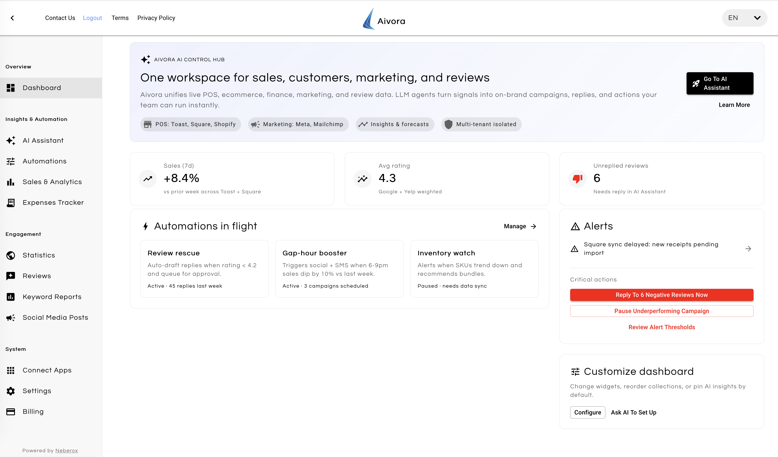 Syntraxis dashboard preview (light)