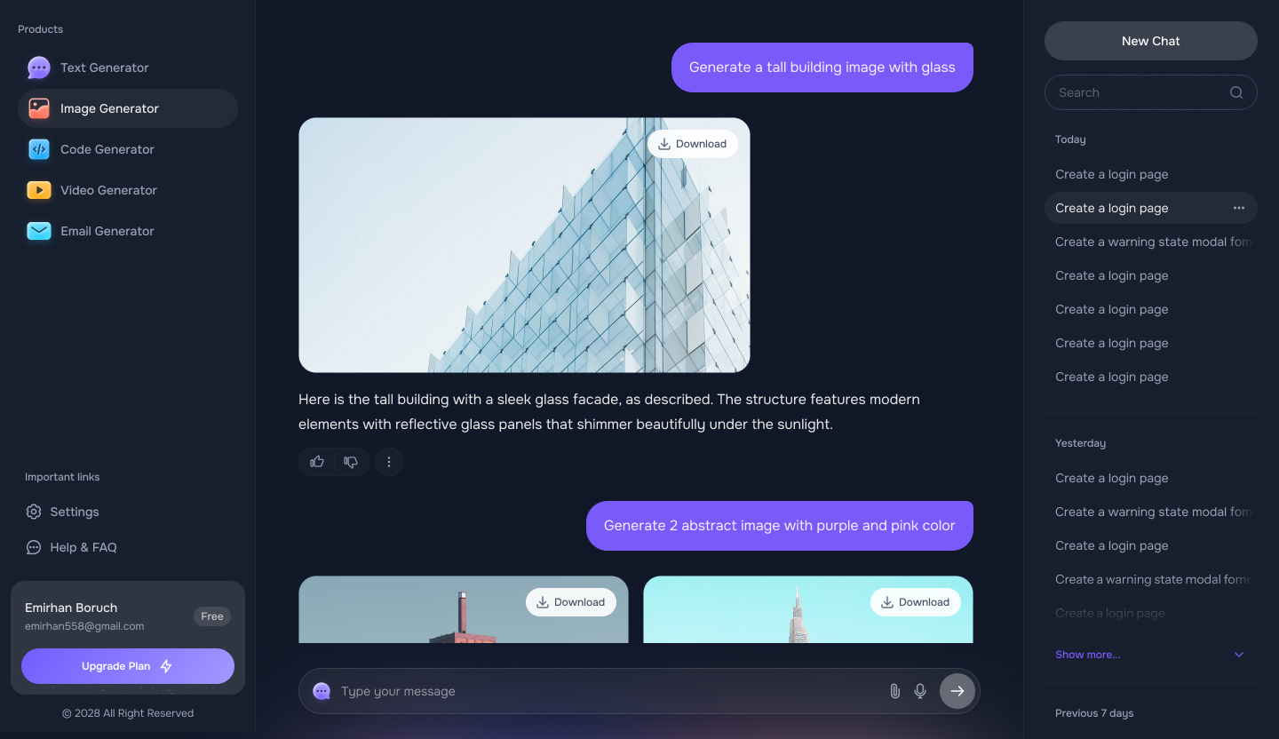 AI marketing assistant preview (dark mode)